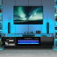 thumbnail image 2 of Oneinmil Meuble TV avec Cheminée Électrique de 36”, Centre de Divertissement pour Téléviseurs jusqu'à 80 Pouces, Lumières LED, Console TV, Noir, 2 of 8