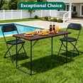 thumbnail image 3 of WASUHE 4 Foot Folding Plastic Table with Non-Slip Legs, Adjustable Height Rectangular Lightweight Camping Fold Tables for Outdoor Events, Party, Dining, Wedding, office, Bronw, 3 of 9