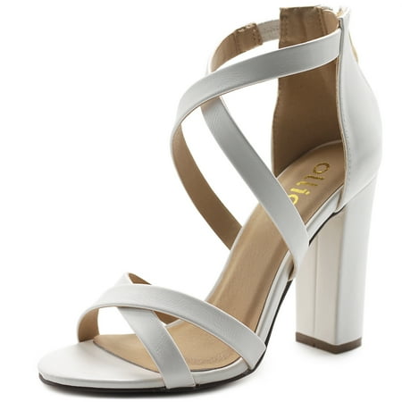 

Ollio Women s Shoes Faux Suede or Faux Leather Ankle Toe Cross Strap Zip Up High Heels Pumps Sandals H98