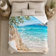 thumbnail image 5 of Tropical Beach Conch Shell Coastal, Peaceful Coastal Landscape Scene, Warm Flannel Blanket for Beach House and Living Room, Beach Lovers Housewarming Gift, Coastal Home Decor, 5 of 9