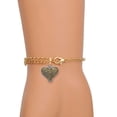 thumbnail image 2 of Delight Jewelry Two-tone Alligator Print Heart - Gold Tone Joshua 1:9 Strong and Courageous Engraved Cross Charm Bracelet, 6.5+1.5" Extender, 2 of 4