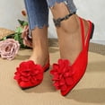 thumbnail image 6 of Women's Fashionable Versatile Plus Size Pointed Toe Flats-Solid Color Floral Closed Toe Sandals Red 39, 6 of 9