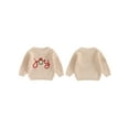 thumbnail image 2 of Toddler Kids Little Boy Girl Christmas Sweater 3 6 9 12 18 24 Months 2T 3T 4T 5T Letter Embroidery Long Sleeve Crew Neck Pullover Knit Tops for Winter Fall, 2 of 9