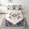 thumbnail image 2 of Feelyou Blue Hippie Aztec Bedding Comforter Set 7pcs for Women, Wheat Triangle Stripes Queen Bedding Sets, Vintage Bohemian Style Reversible Queen Sheet Sets, Breathable Home Decor, 2 of 8