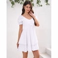thumbnail image 5 of Yesfashion Women's Summer Lantern Sleeve A-Line Mini Dresses Double-Layer Sleeves V-Neck Dress, 5 of 8