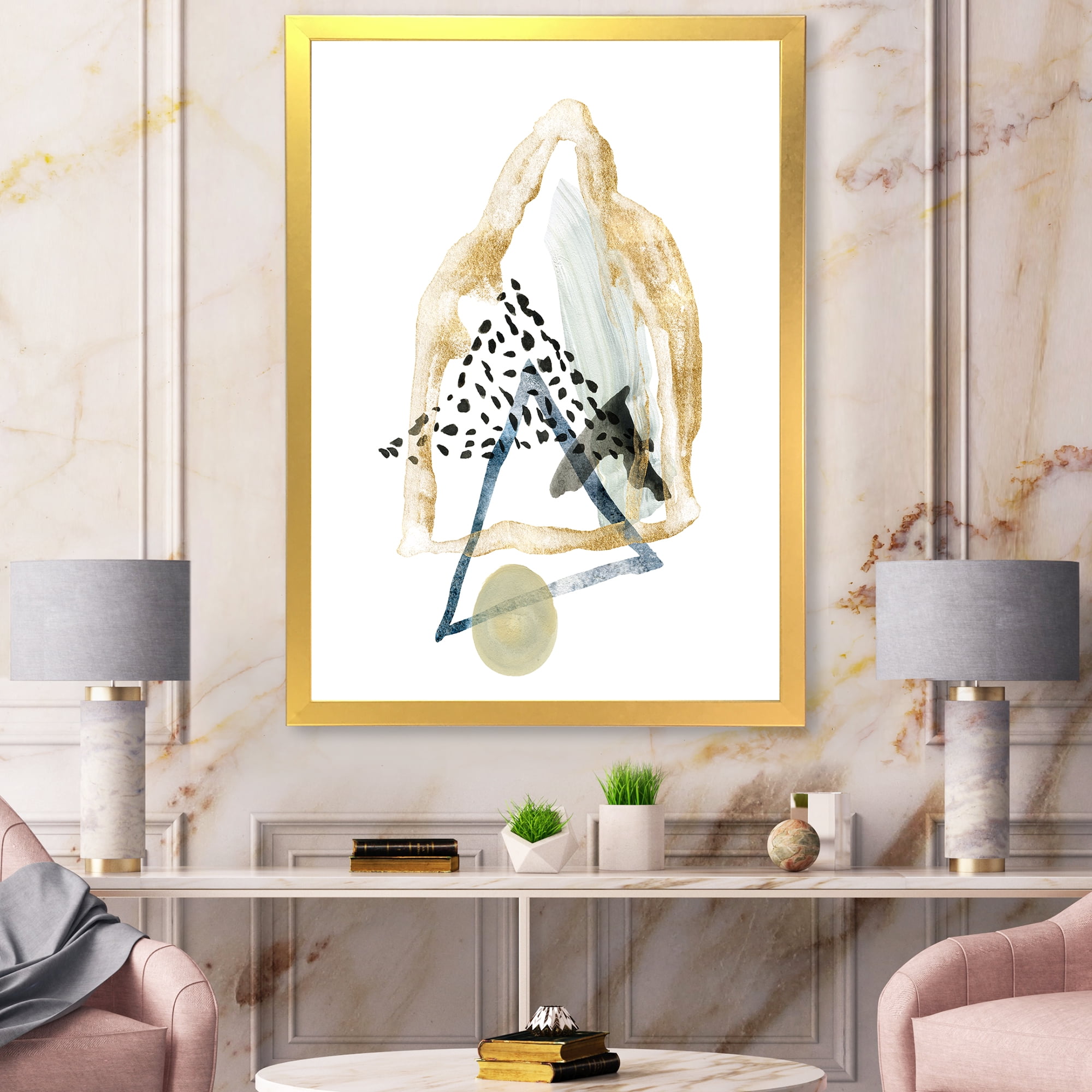 Designart 'Minimalistic Landscape of Moon With Mountains I' Modern Framed Art Print
