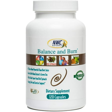 Balance & Burn All-Natural Nitric Oxide Booster Supplement for Men and Women Food-Based, Red & Green Coffee Bean Extract, 120 Capsules by NWC Naturals