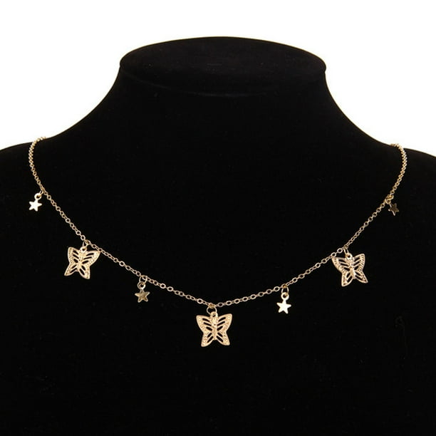 Collar de mariposa de moda con colgante en capas, delicado collar tipo gargantilla de mariposa Mariposas Doradas