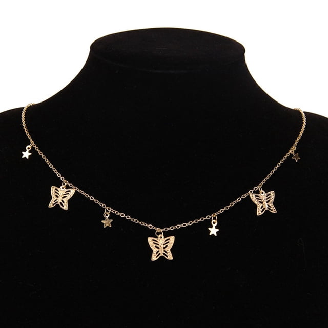 lionlar Collier Papillon Pendentif Multicouche Délicat Collier Ras du Cou Papillons Doré