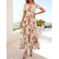 thumbnail image 3 of Merokeety Womens Summer Dresses Floral Mesh Tea Length Maxi Dress Khaki xl, 3 of 4