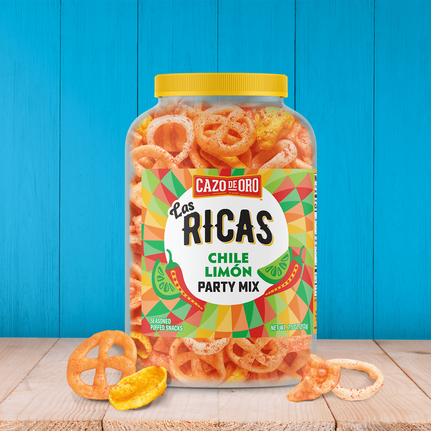 (3 pack) Cazo de Oro Las Ricas 7.5oz Chile Limon Party Mix Canister
