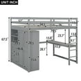 thumbnail image 2 of Harper & Bright Designs Full Size Loft Bed with Wardrobe and Desk, Wood Loft Bed Frame with Storage Shelves and Drawers for Adults, Gray, 2 of 17