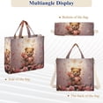 thumbnail image 6 of Bear Roses Flowers Butterflies Corduroy Tote Bag Handbag Large Messenger Bag Shoulder Crossbody Zipper Bag Purse, 6 of 8