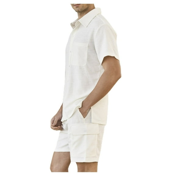 Men Summer Outfits Mens Suit Slim Fit Prom Suits And Vest And Trousers One Two Slim Full Body Workout Suit Men Men Tuxedo Fit on Dress Suits for 3 Button Young La Male Short Sleeve Beige 2XL