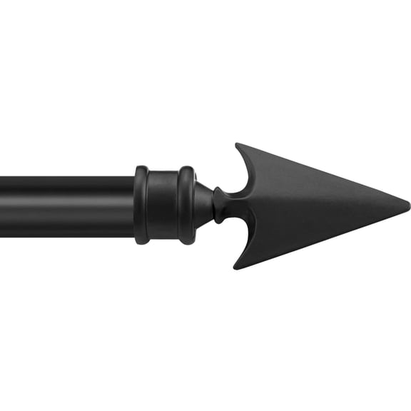 Deco Essential 66 to 120 inches Extendable Curtain Rod for Windows with Flat Arrow Finials (3/4" Diameter, Black)