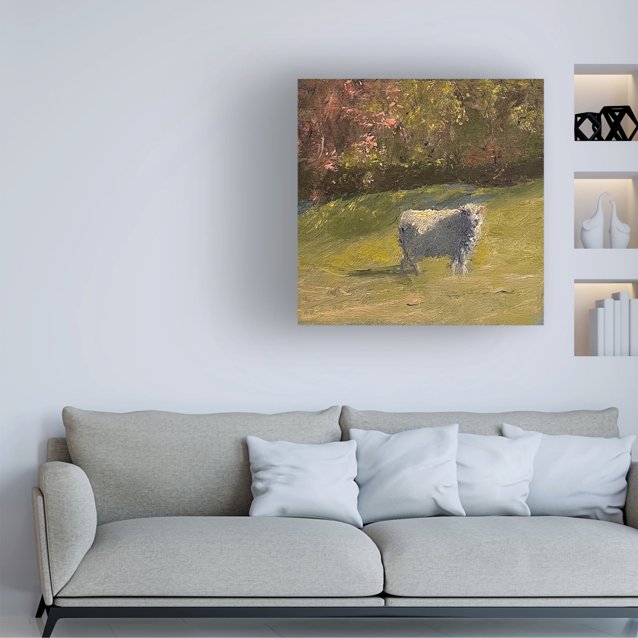 Trademark Fine Art Marilyn Wendling  Sheep in Field IV Canvas Wall Art