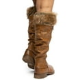 Women's Faux Fur Knee High Boot Vegan Leather Cold Weather Boots Brown