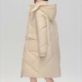 thumbnail image 4 of Jinhomg Winter Long Down Coat for Women Thermal Cozy Double Closure Hooded Jacket Plus Size Casual Loose Long Sleeve Outerwear with Pockets Today's 90 off Clearance Sale White XL, 4 of 5