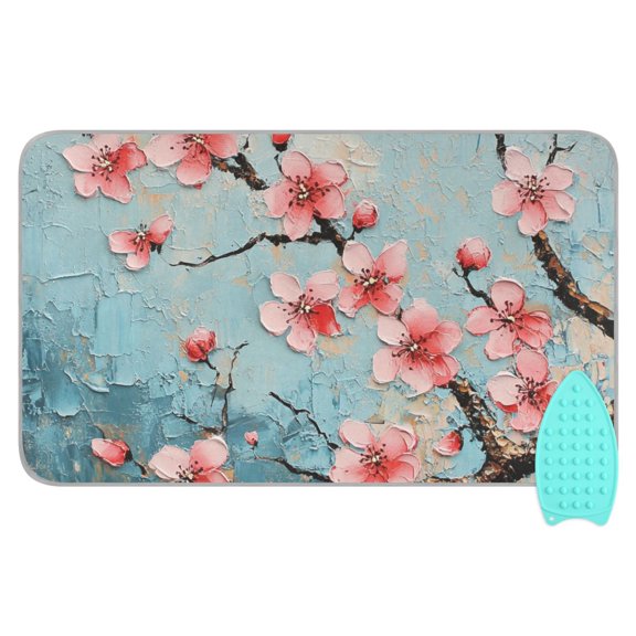 Cherry Flowers Painting Ironing Board Covers Heat Resistant Ironing Pad Mat Portable for Travel Washer Dryer Table