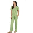 thumbnail image 3 of Stylore Two Piece Pajamas Set Soft Short-Sleeve Top Pants Loungewear Green M, 3 of 6