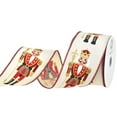 thumbnail image 2 of HOMEFORD Christmas Regal Nutcrackers Faux Linen Wired Ribbon, 2-1/2-inch, 10-yard, Ivory, 2 of 3