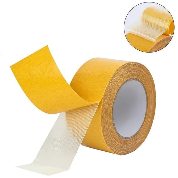 BTideas Double Sided Fabric Tape Heavy Duty, 1.96in*65.61ft Transparent Sticky Tape, 1 Roll