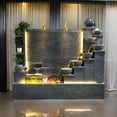 thumbnail image 6 of 5.8 ft Luxury Elegant Faux Rock Fountain Vintage Style Garden Home Villa Decor with LED Lights, Waterfall, Crystal Turning Beads, Relief Art for Gift or Decoration, 6 of 9