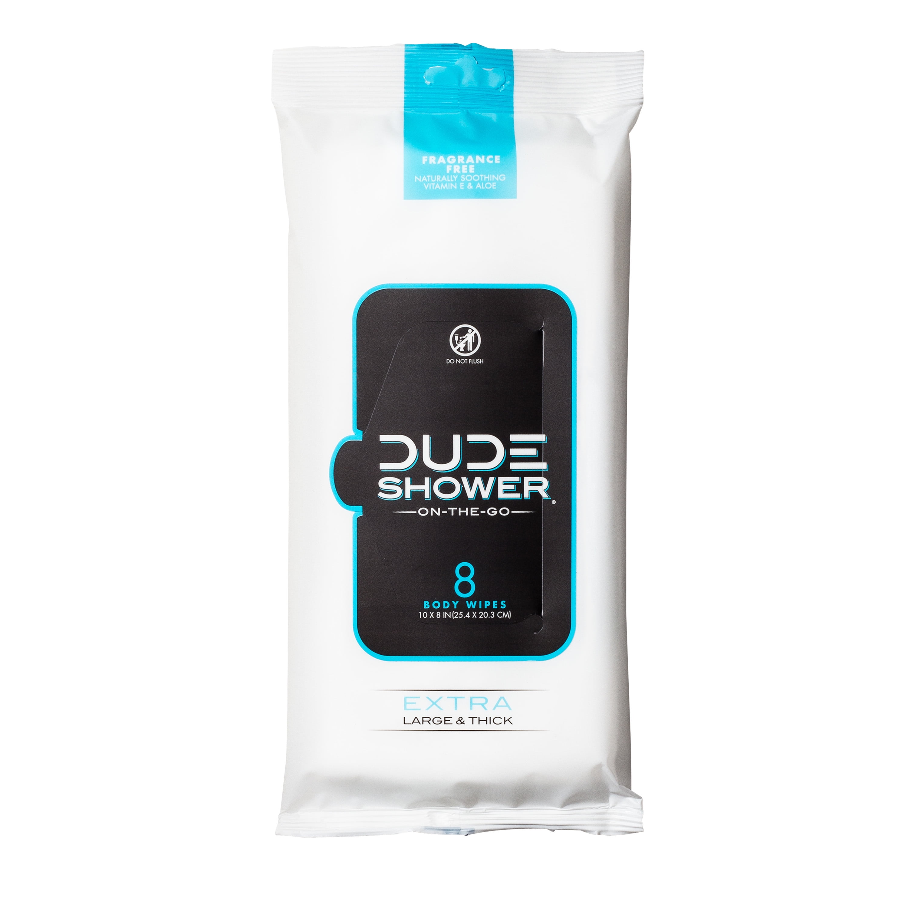 (6 pack) DUDE Wipes On-The-Go Shower Wipes, XL Full Body Shower Replacement Wipes, Unscented, 8 Count