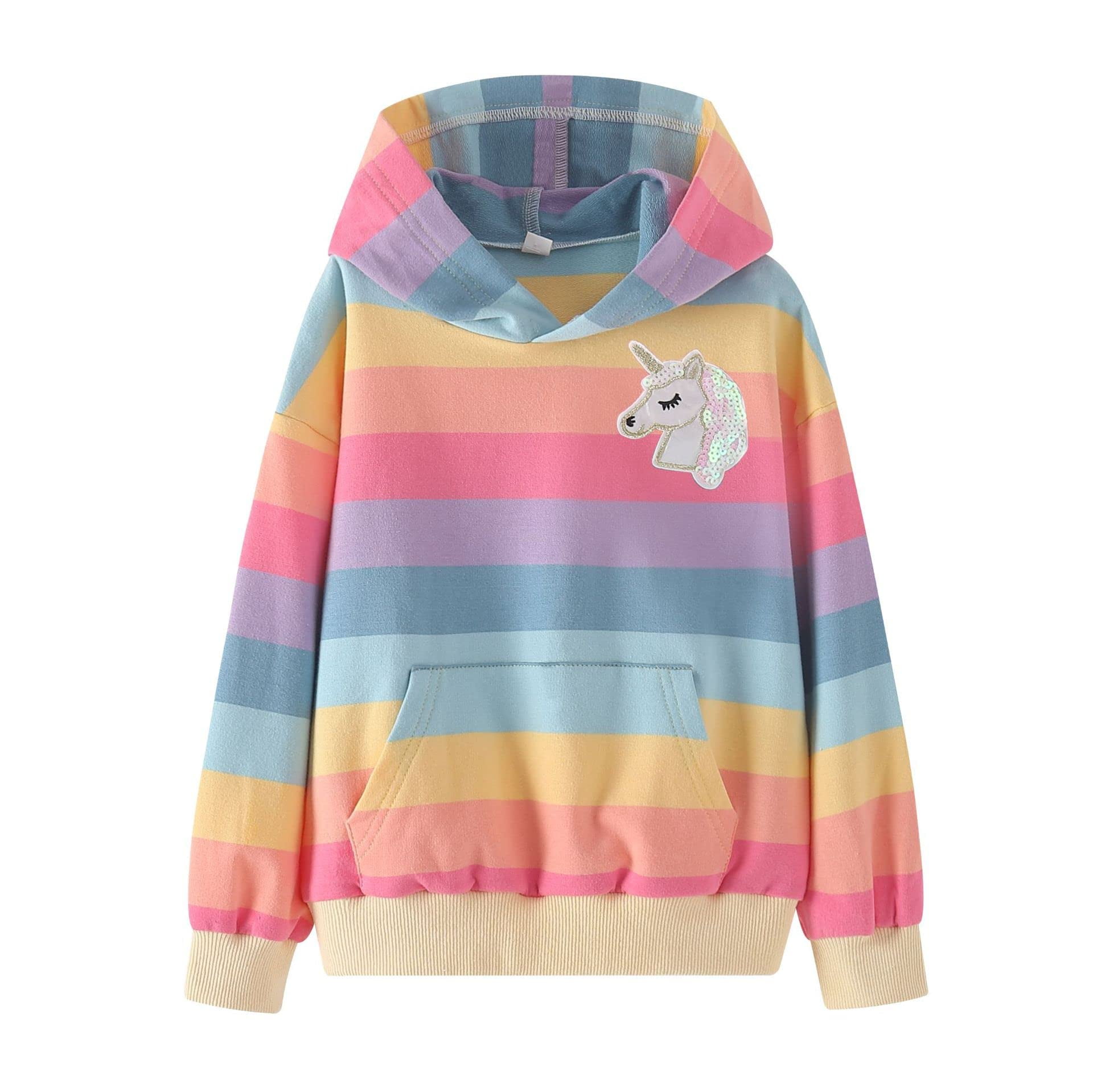 WELAKEN Rainbow Sweatshirts with Unicorn for Girls Toddler & Kids II