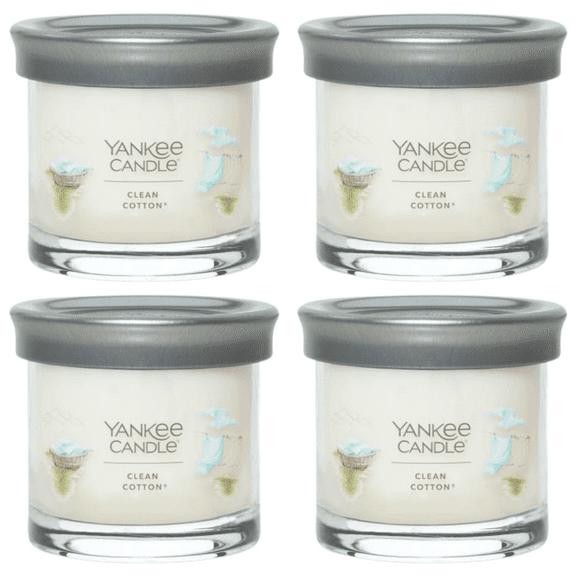 Yankee Candle Small Tumbler Scented Single Wick Jar Candle, Clean Cotton, 4.3 oz (Pack of 4)