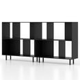 thumbnail image 1 of Gymax 2PCS 4 Cubby Open Bookcase 3-Tier Freestanding Bookshelf w/ Detachable Metal Legs Black, 1 of 10