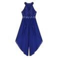 thumbnail image 3 of Yartina Kids Girl Sequins Lace Dress Sleeveless Halter Walk-Through Romper Maxi Party Dress Junior Royal Blue 14, 3 of 5