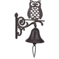 thumbnail image 1 of Cast Iron Owl Bell Antique Rustic Wall Doorbell Owl Cord Waterproof Decor Garden Door Dark Brown, Brown, 1 of 4