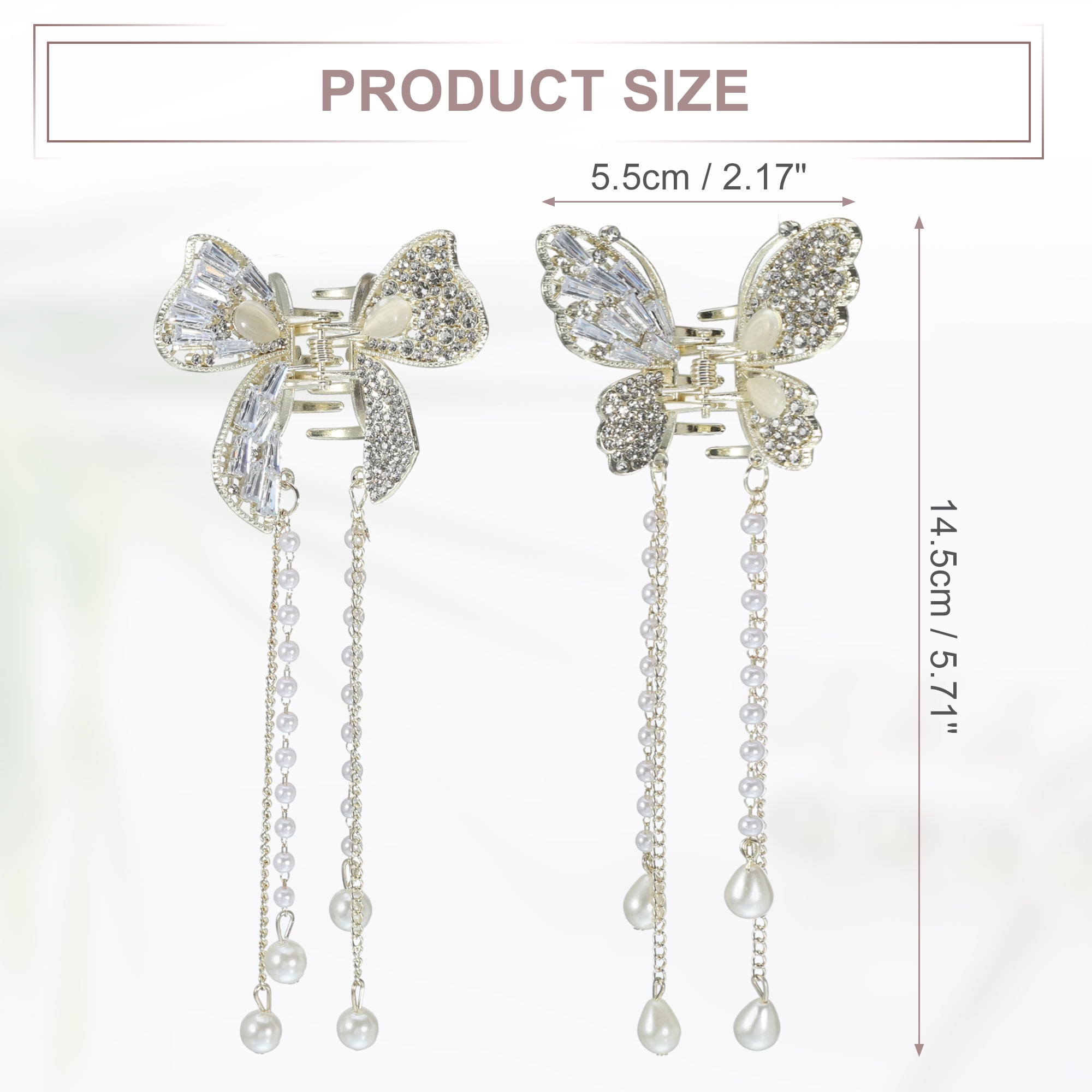 Unique Bargains 2Pcs Classic Hollow Butterfly Tassel Hair Clip Multicolor