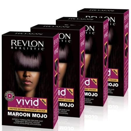 Revlon Realistic Vivid Colour Permanent Hair Color, Maroon Mojo 110ml Pack of