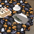 thumbnail image 5 of Halloween Spooky Round Tablecloth Black Bat Cobweb and Ghost Decorative Table Cloth 60 Inch Polyester Fabric Farmhouse Pumpkin Table Cover for Home Kitchen Outdoor Halloween Party, 5 of 6
