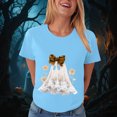 thumbnail image 6 of TOWED22 Halloween Cute Ghost Wear Bow T-Shirts for Women Graphic Short Sleeve Tees Cotton Crew Neck T Shirt Casual Tops(Sky Blue,S), 6 of 8