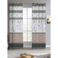 thumbnail image 2 of Brown Geometric Sheer Curtains 84 Inch Length 2 Panels Set for Living Room/Bedroom, Stripes Boho Spring Flowers Pastoral Country Kitchen Curtains Grommet Curtains Window Treatments 52"x84"x2, 2 of 7