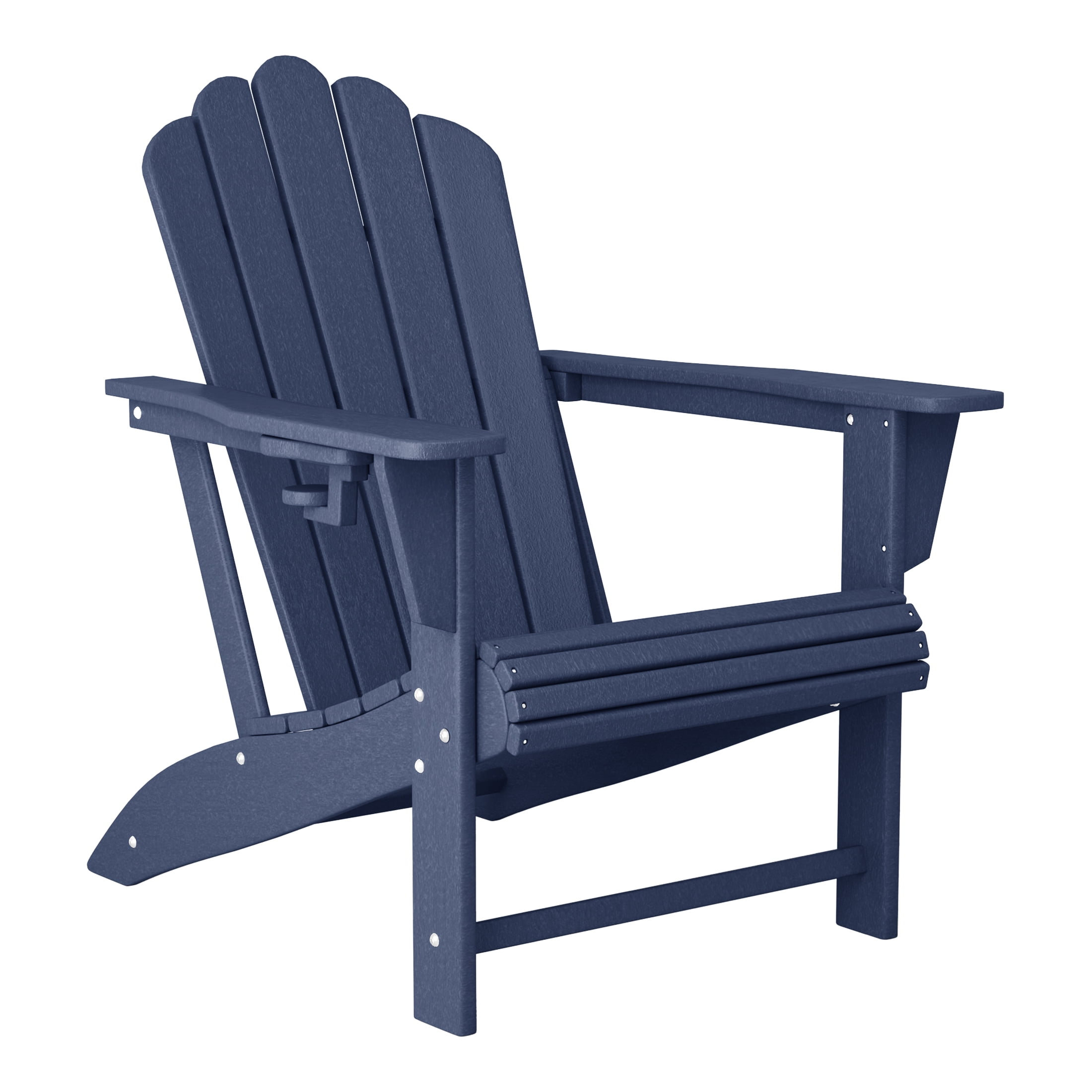 WestinTrends Highland Outdoor Patio HDPE Adirondack Chair With Cup Holder, Navy Blue