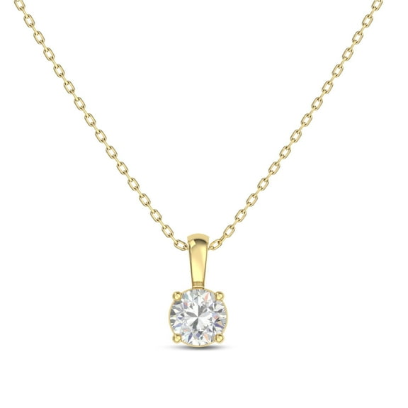 EternalDia IGI Certified 0.25Ct-3.00 Carat Diamond Color/Clarity F-VS2, 14K Gold 4 Prong Set Round-cut Lab Grown Diamond Solitaire Necklace Pendant Chain (0.50Ct Lab Grown Yellow Gold)