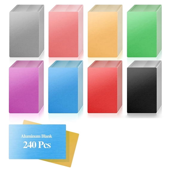 Laser Engraving Blanks, 240pcs Colorful Aluminum Alloy Sheets for CNC Engraving, Laser Crafting, Metal Business Cards
