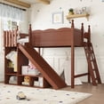 thumbnail image 4 of Harper & Bright Designs Twin Size Loft Bed with Wardrobe and Storage Shelves, Solid Wood Loft Bed Frame with Detachable Slide and Ladders, Antique Natural, 4 of 14