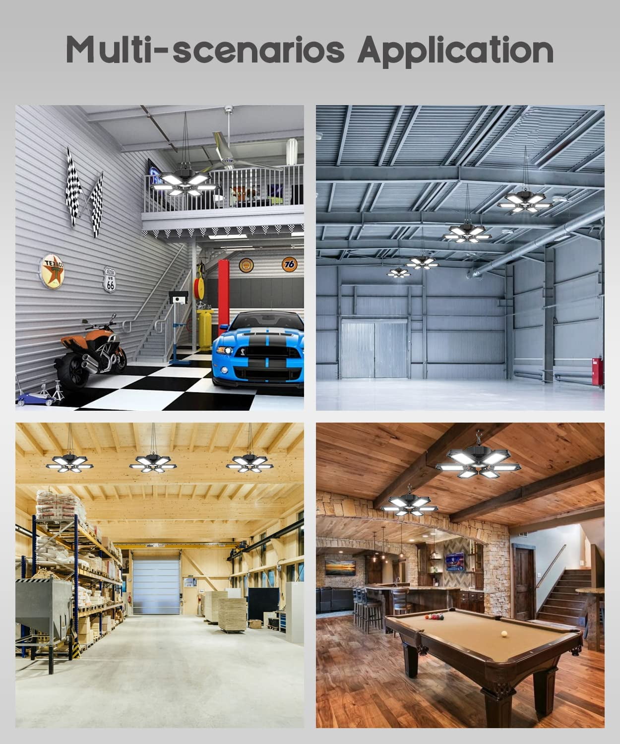 Plug in Garage Light, 200W 20000LM Linkable Shop Light with On/Off Switch, 6500K Hanging LED Lights with 9.84ft Power Cord and US Plug, for Garage, Workshop,Work Bench