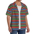 thumbnail image 2 of Gukieu Mexican Leopard Serape Blanket Stripes Print Men's Short-sleeved Shirts, Button-down Pocket Shirts, T-shirts, Beach Vacation Travel Summer Clothing-XX-Large, 2 of 5