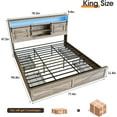 thumbnail image 6 of Vabches Twin Size Bed Frame with 4 Drawers, Metal Platform Bed with LED Lights, Charging Station and Bookcase Headboard, No Box Spring Needed, 6 of 7