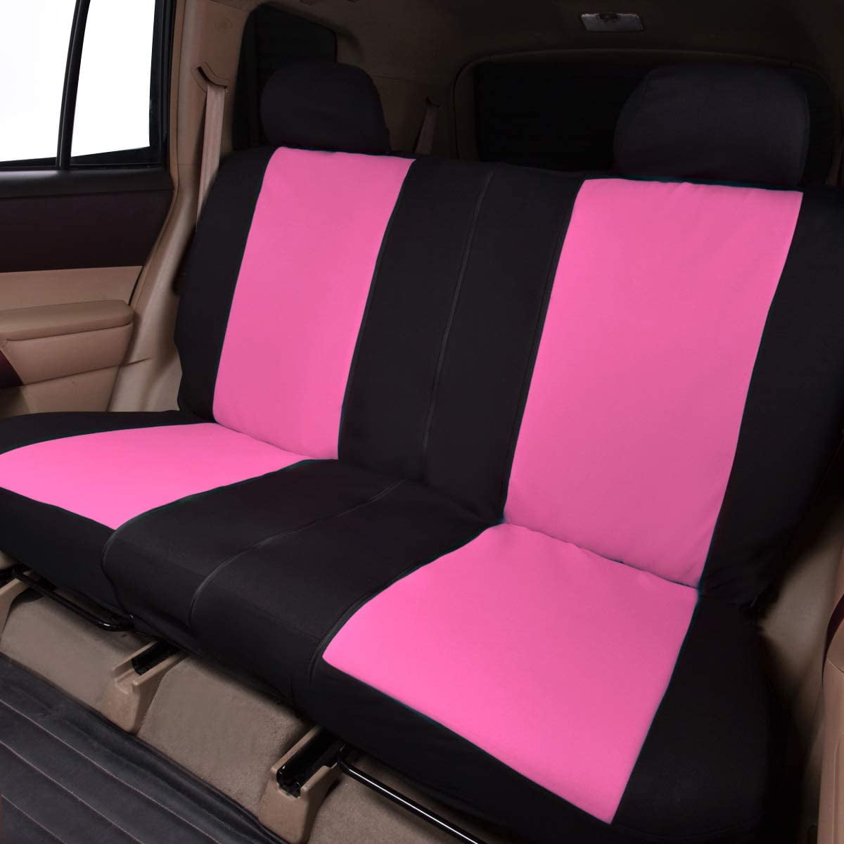 Flying Banner Combo Pack car seat Covers car Floor mats and Steering Wheel Cover car Truck SUV (Seat Covers + Floor mats, Pink)