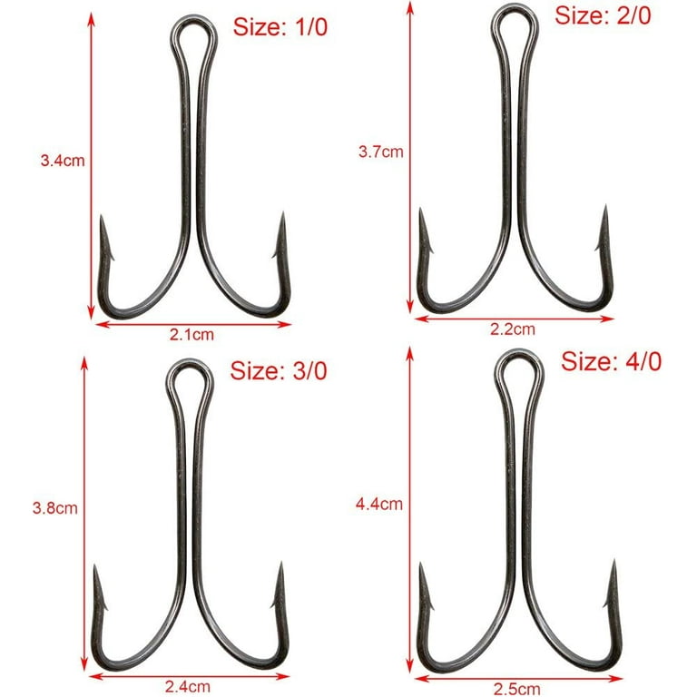50pcs Sharp Durable Double Hooks High Carbon Steel Saltwater Hook Small Fly  Tying Fishing Hooks (50pcs 2#) 