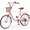 Pink, variant on POVANLI  22 Inch Bike for aged 8-12years, 7 Speed City Bicycle With Basket,Steel Frame,Comfortable grips and saddle,Front caliper brake and Rear band brake,comes 85% assembled,Gift(Blue)