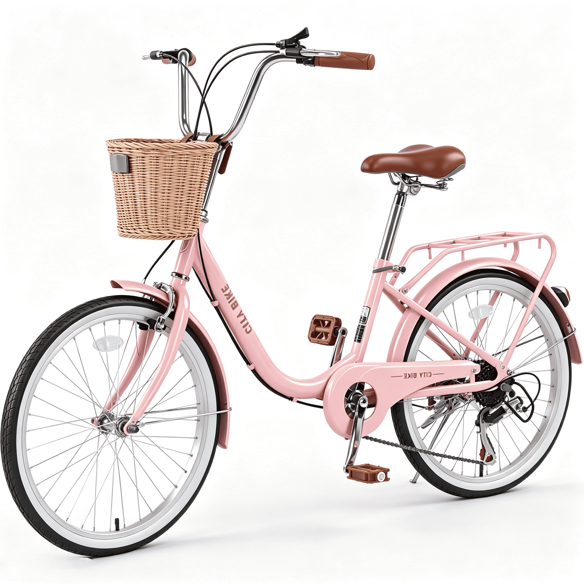 POVANLI 22 Inch City Bike, 7 Speed, Steel Frame for Women
