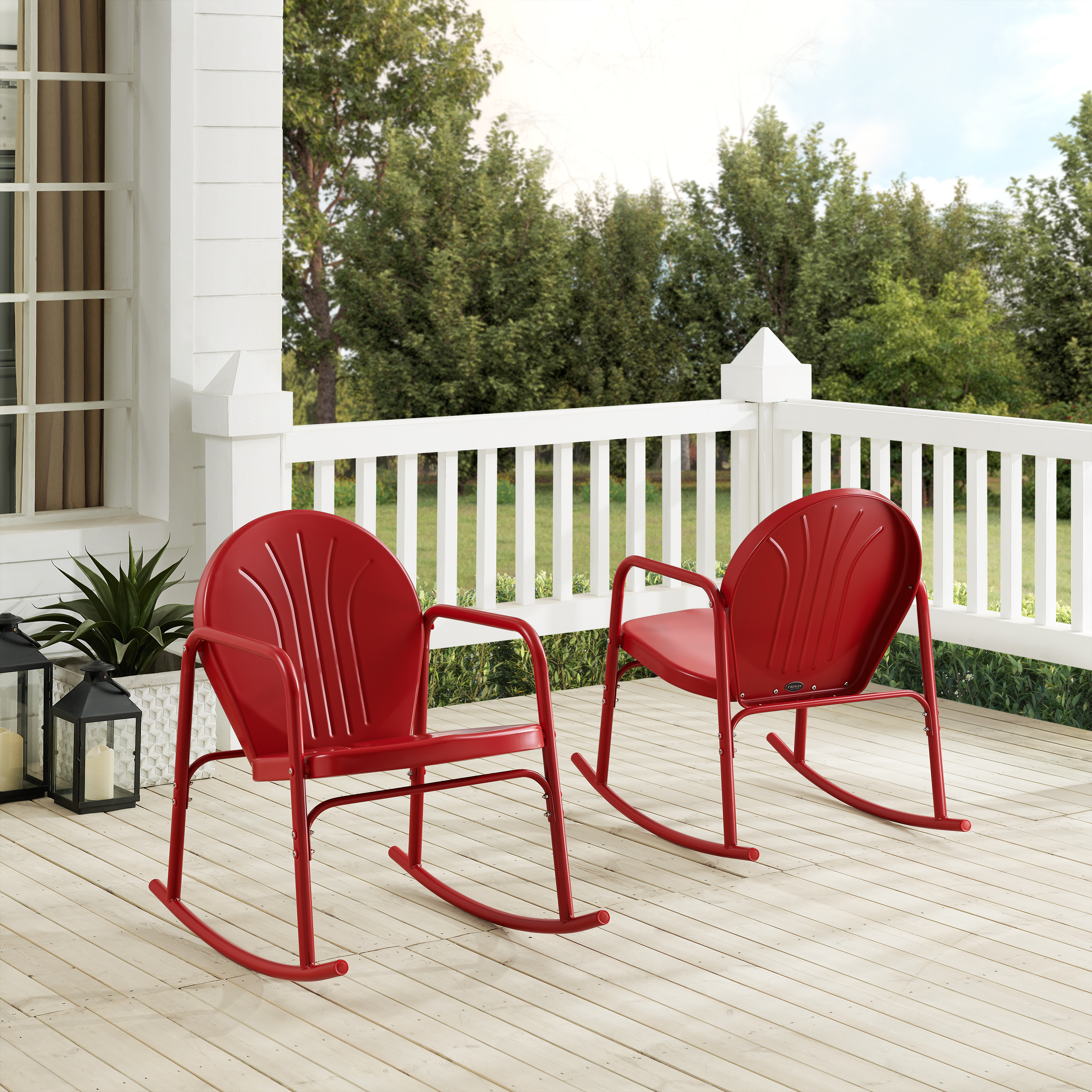 Crosley Furniture Griffith Metal Rocking Chair in Bright Red Gloss (Set of 2) - image 3 of 13